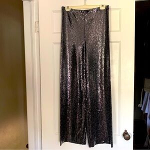 Silver sequin high waisted pants